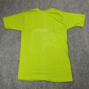 Vintage 70s Healthknit T Shirt Size Medium Pocket Tee Lime Green USA Made Retro